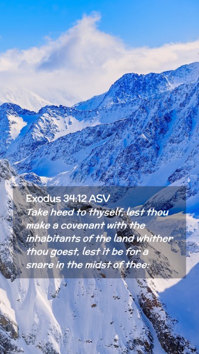 Picture 02 - Exodus 34:12 ASV Mobile Phone Wallpaper - Take heed to thyself, lest thou make a covenant - Mobile Bible Verse Wallpaper