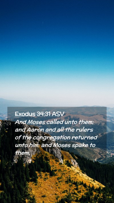 Picture 02 - Exodus 34:31 ASV Mobile Phone Wallpaper - And Moses called unto them; and Aaron and all the - Mobile Bible Verse Wallpaper