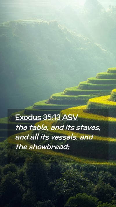 Picture 02 - Exodus 35:13 ASV Mobile Phone Wallpaper - the table, and its staves, and all its vessels, - Mobile Bible Verse Wallpaper
