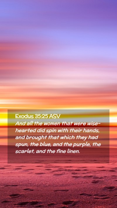 Picture 02 - Exodus 35:25 ASV Mobile Phone Wallpaper - And all the women that were wise-hearted did spin - Mobile Bible Verse Wallpaper