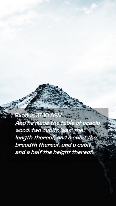 Picture 02 - Exodus 37:10 ASV Mobile Phone Wallpaper - And he made the table of acacia wood: two cubits - Mobile Bible Verse Wallpaper