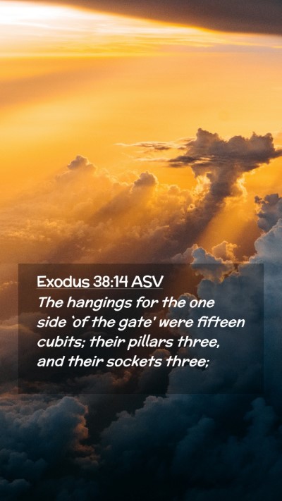 Picture 02 - Exodus 38:14 ASV Mobile Phone Wallpaper - The hangings for the one side `of the gate' were - Mobile Bible Verse Wallpaper