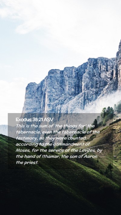 Picture 02 - Exodus 38:21 ASV Mobile Phone Wallpaper - This is the sum of `the things for' the - Mobile Bible Verse Wallpaper