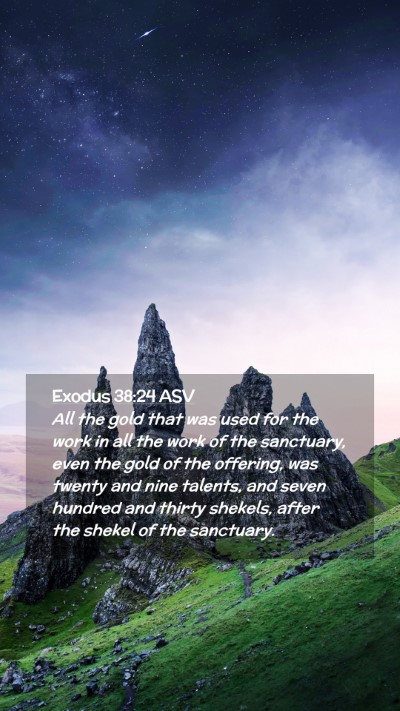 Picture 02 - Exodus 38:24 ASV Mobile Phone Wallpaper - All the gold that was used for the work in all - Mobile Bible Verse Wallpaper