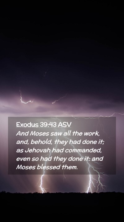 Picture 02 - Exodus 39:43 ASV Mobile Phone Wallpaper - And Moses saw all the work, and, behold, they had - Mobile Bible Verse Wallpaper