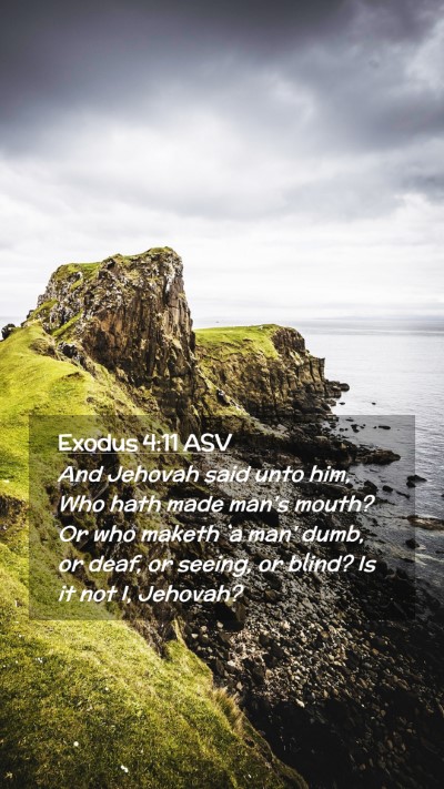 Picture 02 - Exodus 4:11 ASV Mobile Phone Wallpaper - And Jehovah said unto him, Who hath made man's - Mobile Bible Verse Wallpaper