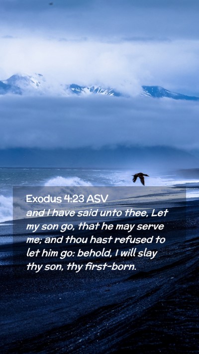 Picture 02 - Exodus 4:23 ASV Mobile Phone Wallpaper - and I have said unto thee, Let my son go, that he - Mobile Bible Verse Wallpaper
