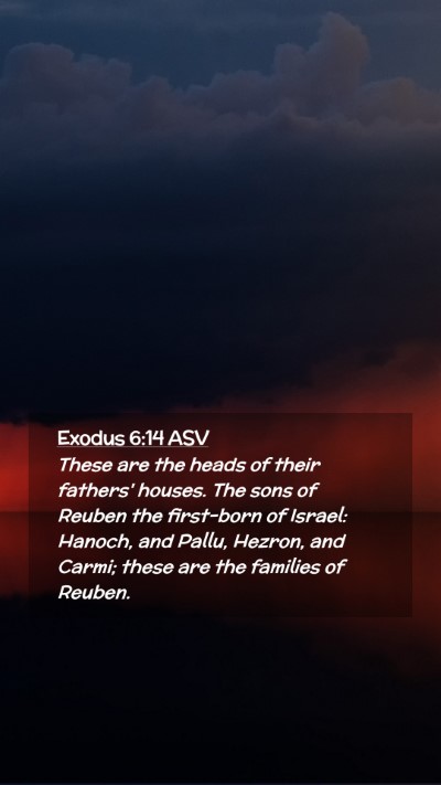 Picture 02 - Exodus 6:14 ASV Mobile Phone Wallpaper - These are the heads of their fathers' houses. The - Mobile Bible Verse Wallpaper