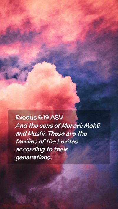 Picture 02 - Exodus 6:19 ASV Mobile Phone Wallpaper - And the sons of Merari: Mahli and Mushi. These - Mobile Bible Verse Wallpaper