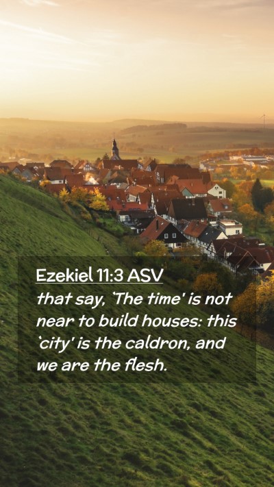 Picture 02 - Ezekiel 11:3 ASV Mobile Phone Wallpaper - that say, `The time' is not near to build houses: - Mobile Bible Verse Wallpaper