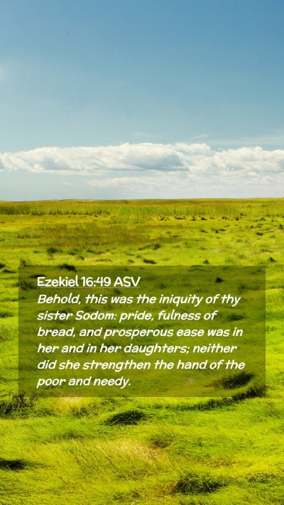 Picture 02 - Ezekiel 16:49 ASV Mobile Phone Wallpaper - Behold, this was the iniquity of thy sister - Mobile Bible Verse Wallpaper