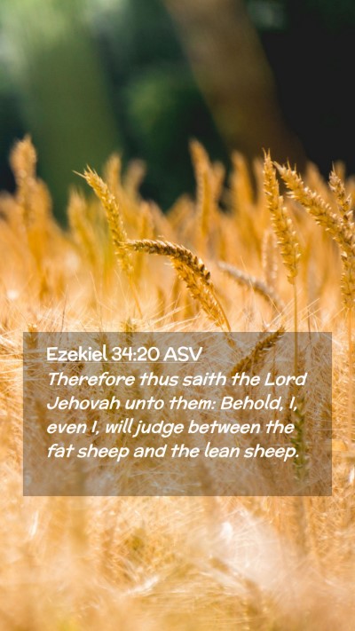 Picture 02 - Ezekiel 34:20 ASV Mobile Phone Wallpaper - Therefore thus saith the Lord Jehovah unto them: - Mobile Bible Verse Wallpaper