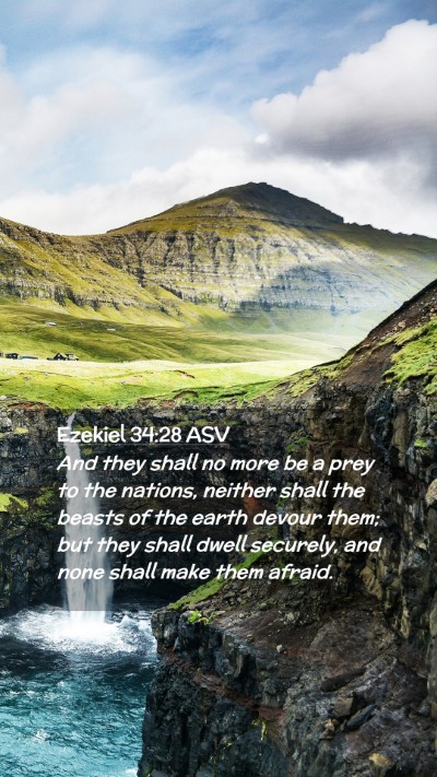 Picture 02 - Ezekiel 34:28 ASV Mobile Phone Wallpaper - And they shall no more be a prey to the nations, - Mobile Bible Verse Wallpaper