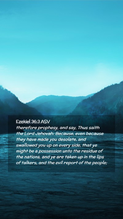 Picture 02 - Ezekiel 36:3 ASV Mobile Phone Wallpaper - therefore prophesy, and say, Thus saith the Lord - Mobile Bible Verse Wallpaper