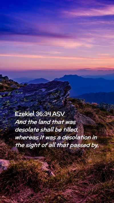 Picture 02 - Ezekiel 36:34 ASV Mobile Phone Wallpaper - And the land that was desolate shall be tilled, - Mobile Bible Verse Wallpaper