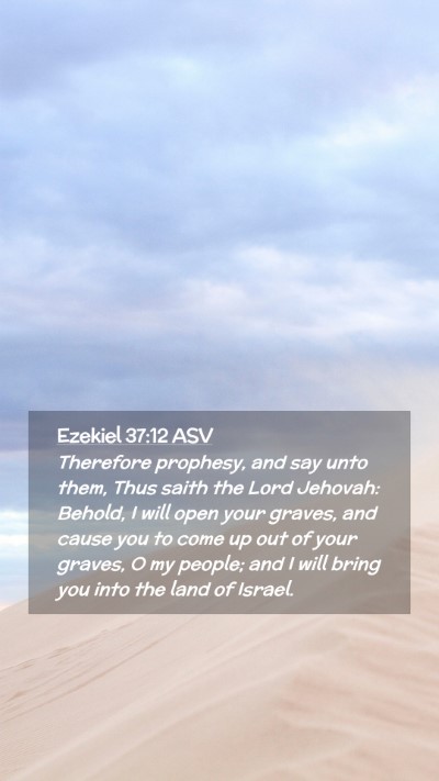 Picture 02 - Ezekiel 37:12 ASV Mobile Phone Wallpaper - Therefore prophesy, and say unto them, Thus saith - Mobile Bible Verse Wallpaper