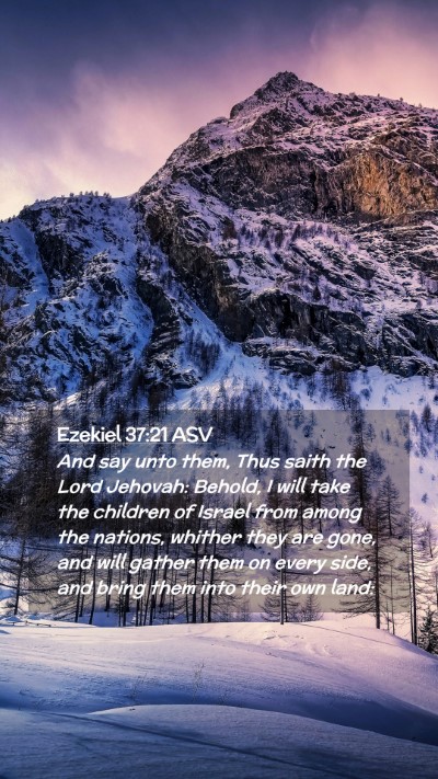 Picture 02 - Ezekiel 37:21 ASV Mobile Phone Wallpaper - And say unto them, Thus saith the Lord Jehovah: - Mobile Bible Verse Wallpaper