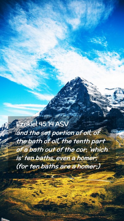 Picture 02 - Ezekiel 45:14 ASV Mobile Phone Wallpaper - and the set portion of oil, of the bath of oil, - Mobile Bible Verse Wallpaper
