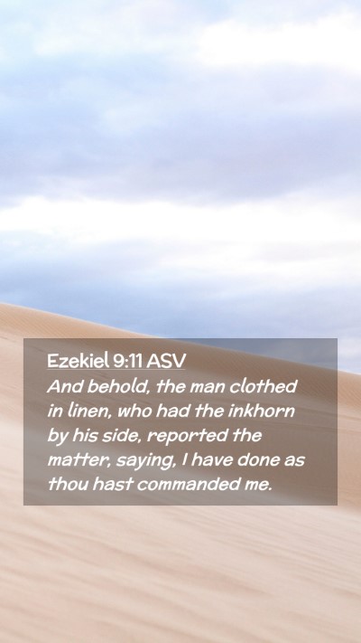 Picture 02 - Ezekiel 9:11 ASV Mobile Phone Wallpaper - And behold, the man clothed in linen, who had the - Mobile Bible Verse Wallpaper