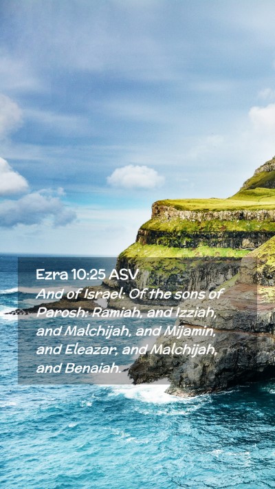 Picture 02 - Ezra 10:25 ASV Mobile Phone Wallpaper - And of Israel: Of the sons of Parosh: Ramiah, and - Mobile Bible Verse Wallpaper