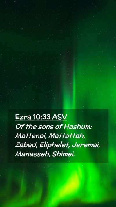 Picture 02 - Ezra 10:33 ASV Mobile Phone Wallpaper - Of the sons of Hashum: Mattenai, Mattattah, - Mobile Bible Verse Wallpaper