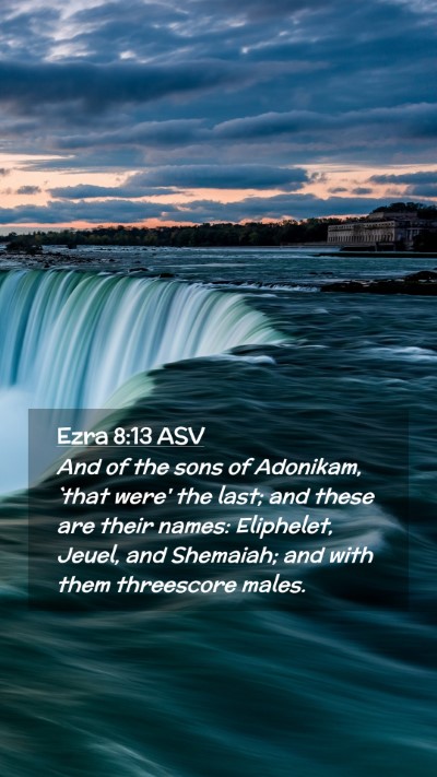 Picture 02 - Ezra 8:13 ASV Mobile Phone Wallpaper - And of the sons of Adonikam, `that were' the - Mobile Bible Verse Wallpaper