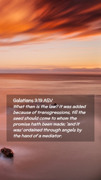 Picture 02 - Galatians 3:19 ASV Mobile Phone Wallpaper - What then is the law? It was added because of - Mobile Bible Verse Wallpaper