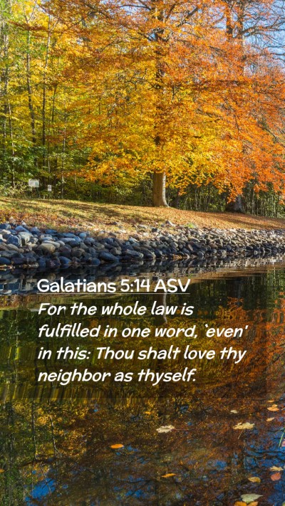 Picture 02 - Galatians 5:14 ASV Mobile Phone Wallpaper - For the whole law is fulfilled in one word, - Mobile Bible Verse Wallpaper