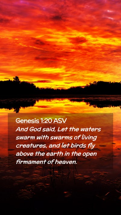 Picture 02 - Genesis 1:20 ASV Mobile Phone Wallpaper - And God said, Let the waters swarm with swarms of - Mobile Bible Verse Wallpaper