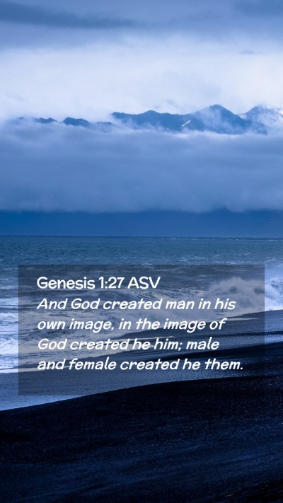 Picture 02 - Genesis 1:27 ASV Mobile Phone Wallpaper - And God created man in his own image, in the - Mobile Bible Verse Wallpaper