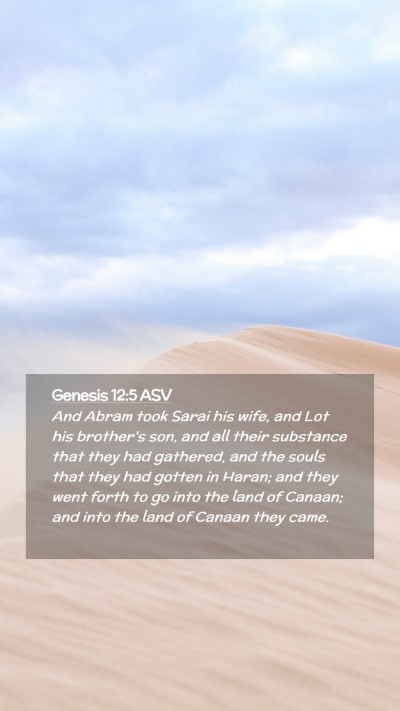 Picture 02 - Genesis 12:5 ASV Mobile Phone Wallpaper - And Abram took Sarai his wife, and Lot his - Mobile Bible Verse Wallpaper