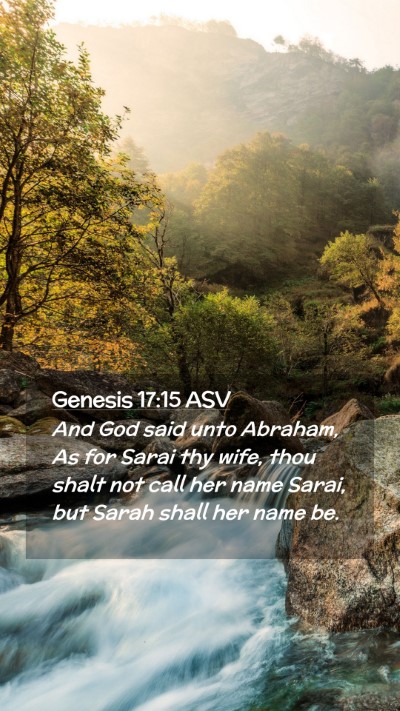 Picture 02 - Genesis 17:15 ASV Mobile Phone Wallpaper - And God said unto Abraham, As for Sarai thy wife, - Mobile Bible Verse Wallpaper