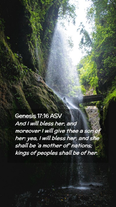 Picture 02 - Genesis 17:16 ASV Mobile Phone Wallpaper - And I will bless her, and moreover I will give - Mobile Bible Verse Wallpaper