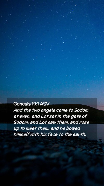Picture 02 - Genesis 19:1 ASV Mobile Phone Wallpaper - And the two angels came to Sodom at even; and Lot - Mobile Bible Verse Wallpaper