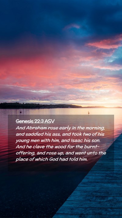 Picture 02 - Genesis 22:3 ASV Mobile Phone Wallpaper - And Abraham rose early in the morning, and - Mobile Bible Verse Wallpaper