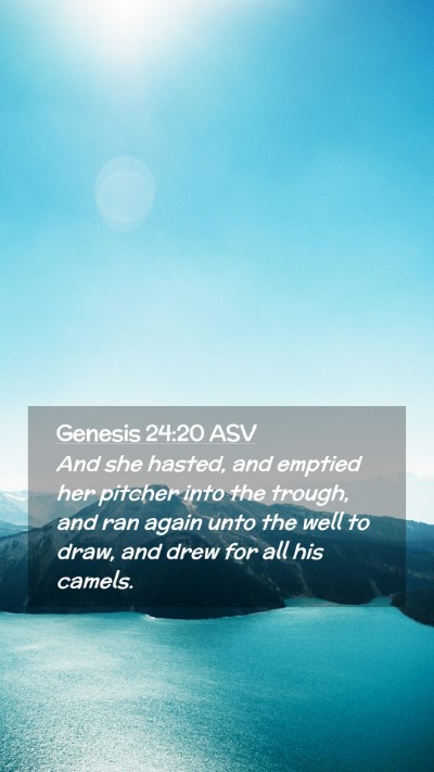 Picture 02 - Genesis 24:20 ASV Mobile Phone Wallpaper - And she hasted, and emptied her pitcher into the - Mobile Bible Verse Wallpaper