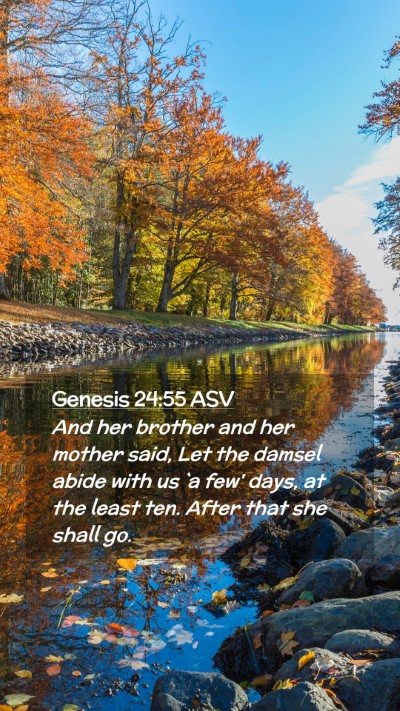 Picture 02 - Genesis 24:55 ASV Mobile Phone Wallpaper - And her brother and her mother said, Let the - Mobile Bible Verse Wallpaper