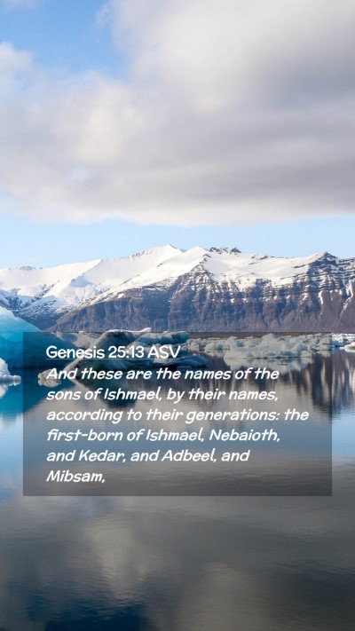 Picture 02 - Genesis 25:13 ASV Mobile Phone Wallpaper - And these are the names of the sons of Ishmael, - Mobile Bible Verse Wallpaper