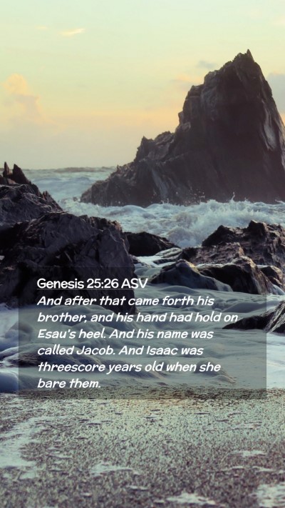 Picture 02 - Genesis 25:26 ASV Mobile Phone Wallpaper - And after that came forth his brother, and his - Mobile Bible Verse Wallpaper