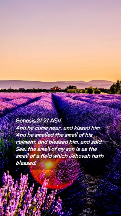 Picture 02 - Genesis 27:27 ASV Mobile Phone Wallpaper - And he came near, and kissed him. And he smelled - Mobile Bible Verse Wallpaper
