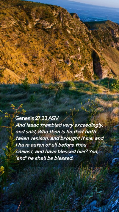 Picture 02 - Genesis 27:33 ASV Mobile Phone Wallpaper - And Isaac trembled very exceedingly, and said, - Mobile Bible Verse Wallpaper