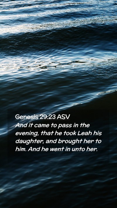 Picture 02 - Genesis 29:23 ASV Mobile Phone Wallpaper - And it came to pass in the evening, that he took - Mobile Bible Verse Wallpaper