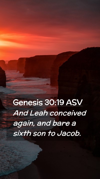 Picture 02 - Genesis 30:19 ASV Mobile Phone Wallpaper - And Leah conceived again, and bare a sixth son to - Mobile Bible Verse Wallpaper