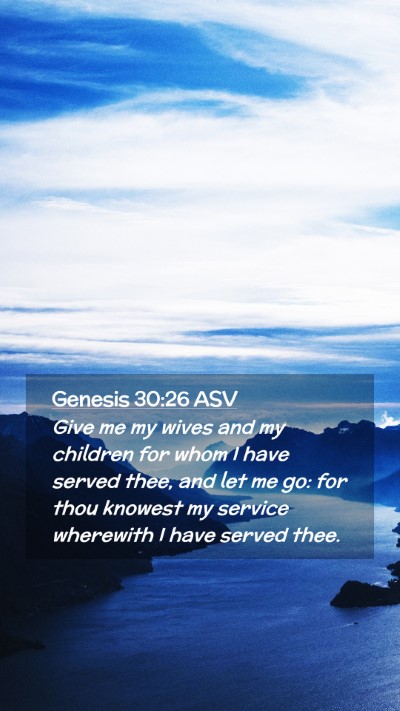 Picture 02 - Genesis 30:26 ASV Mobile Phone Wallpaper - Give me my wives and my children for whom I have - Mobile Bible Verse Wallpaper