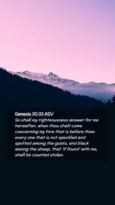 Picture 02 - Genesis 30:33 ASV Mobile Phone Wallpaper - So shall my righteousness answer for me - Mobile Bible Verse Wallpaper