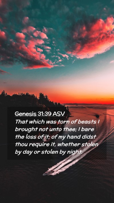 Picture 02 - Genesis 31:39 ASV Mobile Phone Wallpaper - That which was torn of beasts I brought not unto - Mobile Bible Verse Wallpaper