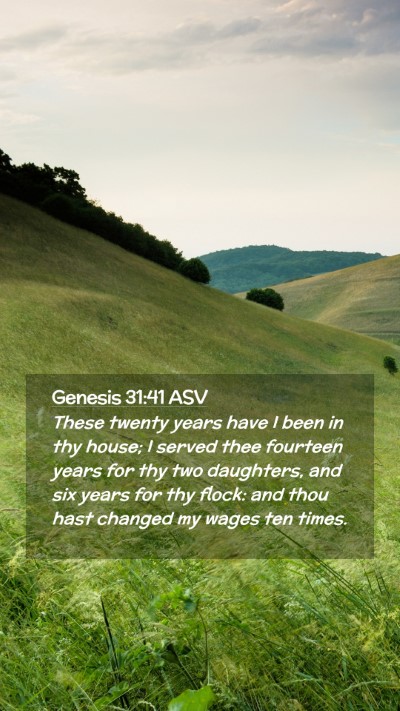 Picture 02 - Genesis 31:41 ASV Mobile Phone Wallpaper - These twenty years have I been in thy house; I - Mobile Bible Verse Wallpaper