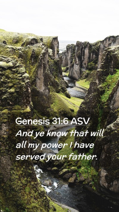 Picture 02 - Genesis 31:6 ASV Mobile Phone Wallpaper - And ye know that will all my power I have served - Mobile Bible Verse Wallpaper