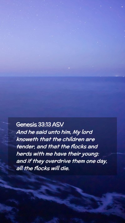Picture 02 - Genesis 33:13 ASV Mobile Phone Wallpaper - And he said unto him, My lord knoweth that the - Mobile Bible Verse Wallpaper