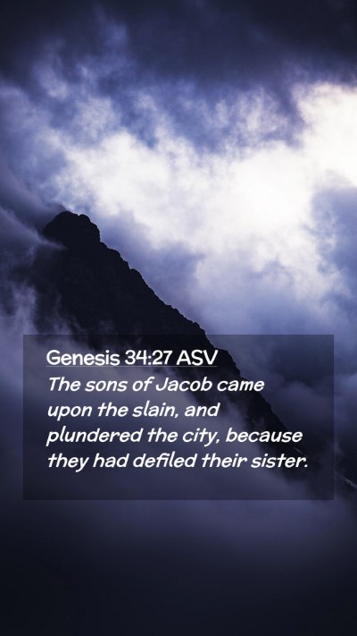 Picture 02 - Genesis 34:27 ASV Mobile Phone Wallpaper - The sons of Jacob came upon the slain, and - Mobile Bible Verse Wallpaper